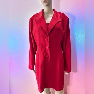 2 piece business lipstick red jacket and dress set vintage woman Suit-L/XL